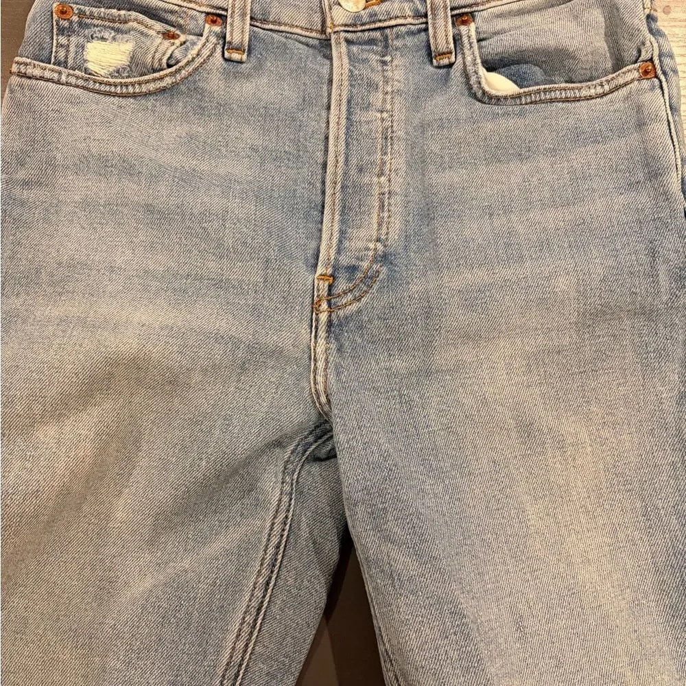 Re/Done Light Blue Distressed skinny Jeans - Picture 3 of 7